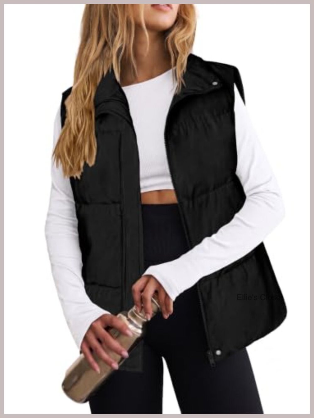 Women's Lightweight Puffer Vest Zip Up Sleeveless Padded Outerwear